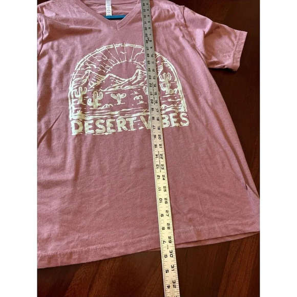 Bella + Canvas Womens T-Shirt Pink Heather XL VNeck Graphic Print "Desert Vibes" - Picture 6 of 7